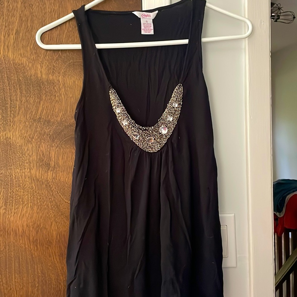 Black tank top with beading